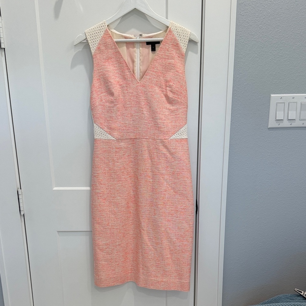 J. Crew Pink and Cream Midi Dress